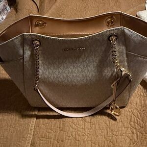Michael Kors Cream and Gold Tote Bag